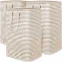Lifewit 3 Pack Laundry Hamper Large Collapsible Laundry Baskets, Freestanding Waterproof Clothes Hamper with Easy Carry Handles in Laundry Room Bedroom Bathroom College Dorm for Adults, Black, 3 x 80L (Beige)
