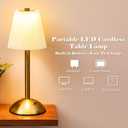 Liliful 6 Pcs Cordless Table Lamp LED Touch, Gold, Beige Cloth Style