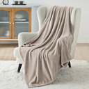 Throw Blanket for Couch Oxford Tan - Lightweight Plush Fuzzy Cozy Soft Blankets and Throws for Sofa, 50x49 inches
