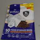 Wallaby 50 Count 1-Cup Mylar Bags with Labels, 10 Mil Total Thicker Long-Term Food Storage Pouches, 5x7 Heat-Sealable Airtight Packaging - Silver