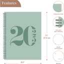 Rileys 2025 Weekly Planner - Typographic Annual & Monthly Agenda Planner, Flexible Cover, Notes Pages, Twin-Wire Binding (8.5 x 11 inch, Green)