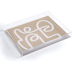 Society6 Molly Katz-Madfis Beige Squiggle Acrylic Tray, Medium