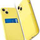Silicone Wallet Phone Case for iPhone 13 6.1 Inch with Credit Card Holder Pocket, Full-Body Bumper Protection Camera Protect Case (Yellow)