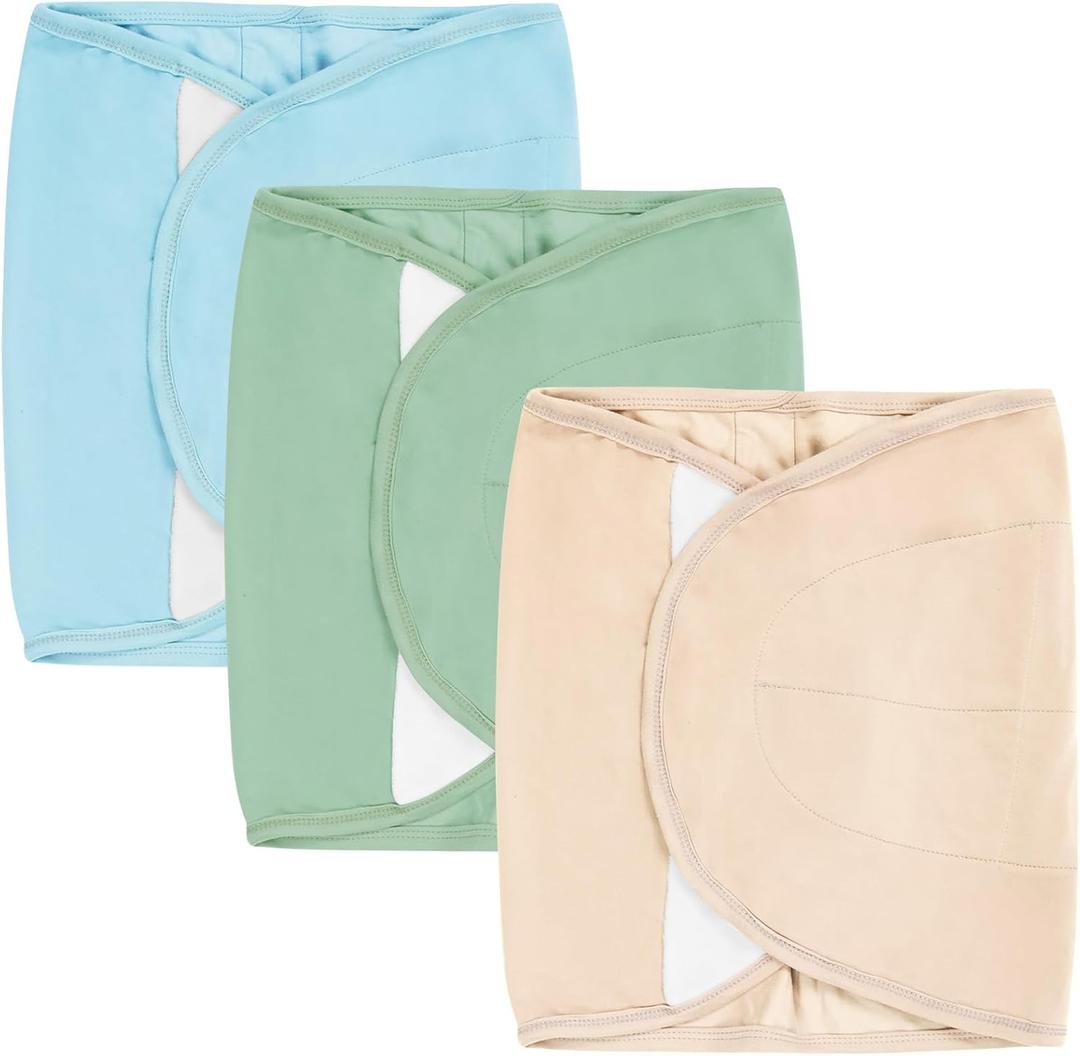 3-Pack Newborn Swaddle Wrap, Adjustable Velcro Swaddles Strap for Infants, Baby Arm Swaddle Band (Small, Light Sage+Oat+Baby Blue)