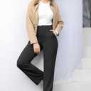 Bamans Womens Dress Pants Flare Leggings Work Office Pants Wide Leg Slacks High Waist Bootcut Business Trousers (XX-Large, Black)