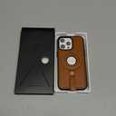 Butaiga for iPhone 15 Pro Max Leather Case with Stand, Anti-Slip Grip Ring, Fits for MagSafe (Brown, iPhone 15 Pro Max)