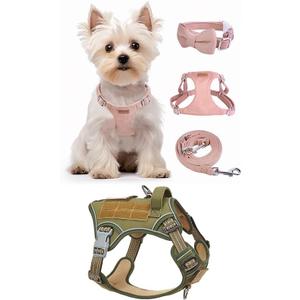Dog Harness and Leash Set,Adjustable Puppy Harness with Multifunction Pink Dog Leash and Dog Collar,BUMBIN Dog Harness for Large Dogs No Pull, Tactical Dog Harness Adjustable Dog Vest Harness,