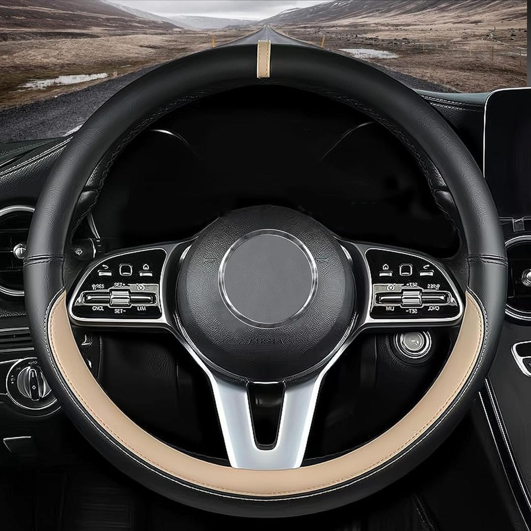 Custom fit for Lexus Car Steering Wheel Cover, Nappa Leather Non-Slip Steering Wheel Cover, Designed for Lexu-s Interior Accessories (Beige,for Lexus)