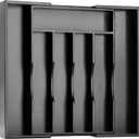 Bellsal Black Silverware Organizer Kitchen Drawer Organizer Expandable Bamboo Utensil Holder Cutlery Tray for Kitchen Utensil and Flatware Bedroom Office