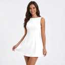 BNGD Women's Backless Vest Basic Dress Sexy Slim Short Dress Sleeveless Open Back Mini Dresses (White, M)