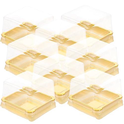 Alipis Square Mini Cake Box 2.16X2.16X1.57In Clear Plastic Container with Lid for Moon Cake Egg Yolk Puff Cupcakes Desserts Storage and Food Organization