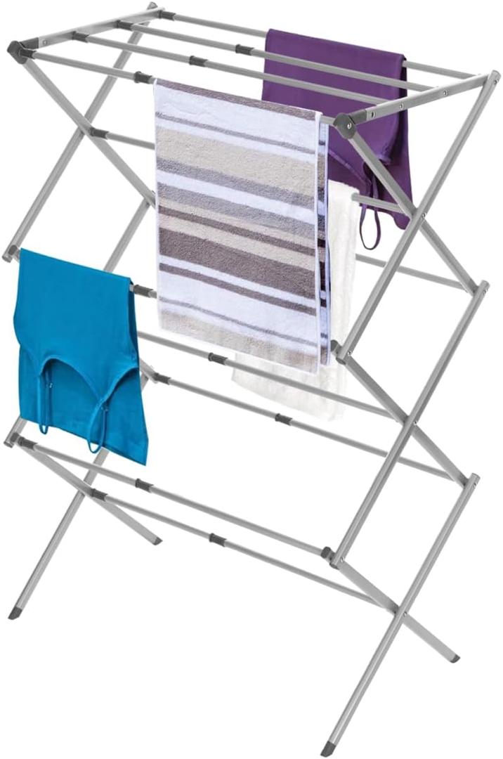 BLACK+DECKER Laundry Organization Expandable/Collapsible Clothes Drying Rack. Essential for Camping/Trailers or Anywhere You Air Dry Laundry. Oversized for Multiple Garments, (Grey) (Gray)