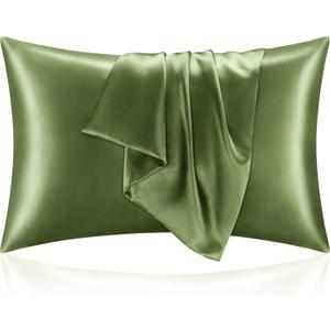 BEDELITE Satin Pillowcase for Hair and Skin, Super Soft and Cooling Similar to Silk Pillow Cases 2 Pack with Envelope Closure, Gift for Women Men(20"x30" Queen Size, Cedar Green)