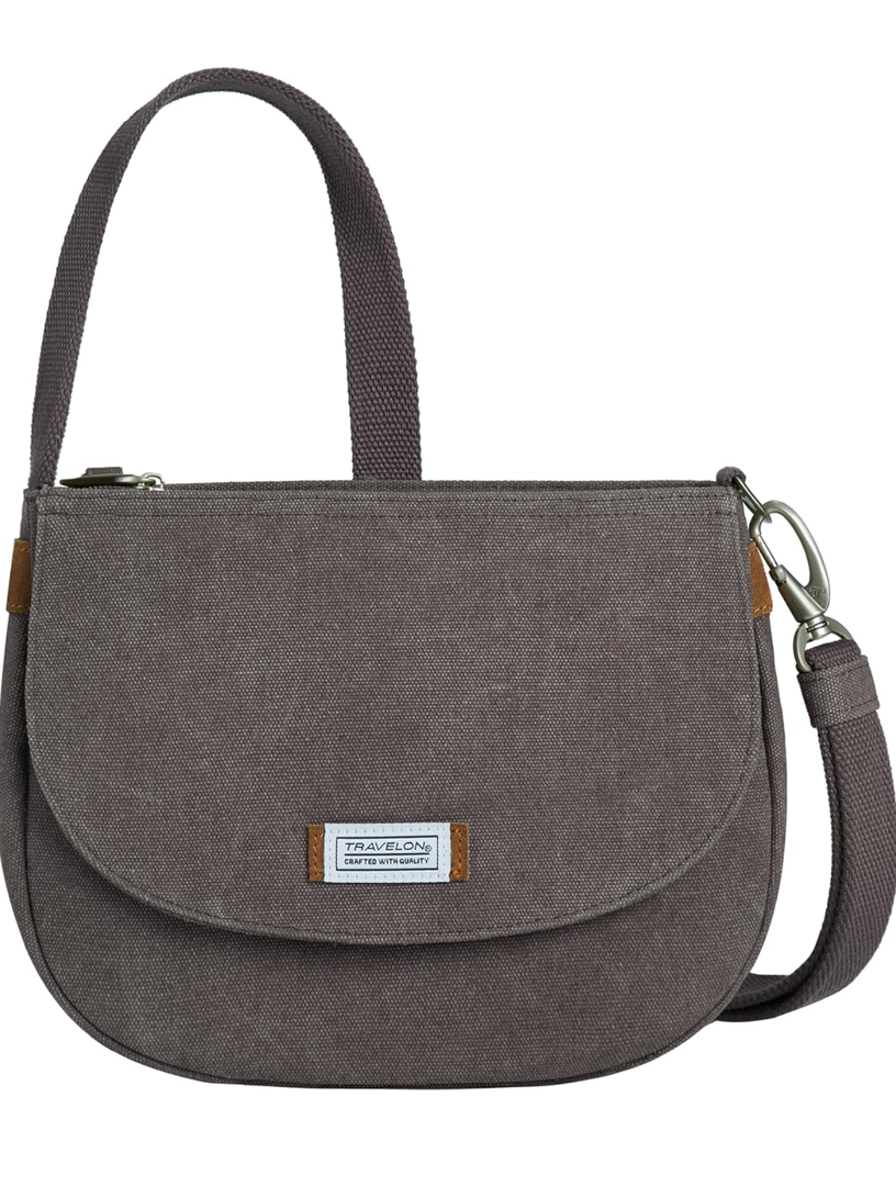 Travelon Anti-Theft Heritage Saddle Crossbody, Grey