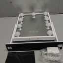 Hansong Lighted Vanity Mirror with Bluetooth Speaker and Wireless Charging Makeup Mirror with Lights 9 Dimmable Bulbs Lighted Makeup Mirror 3 Color Lighting Tabletop (White) (12"L x 10"W)