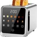 Toaster 2 Slice with Smart Digital Touchscreen & 1-Touch Memory | Stainless Steel 1.5" Extra-Wide Slots for Bagels & Artisan Bread | 900W for Fast, Even Toasting | Defrost, Reheat, Single-Slice Mode