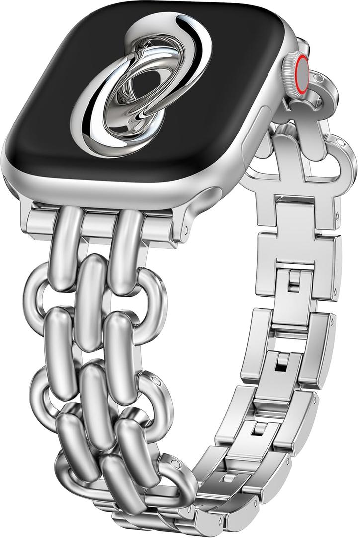Moolia Elegant Strap Compatible with Apple Watch Band 42/46/38/40/41/44/45/49mm Metal Women Replacement Bracelet for iWatch Series 11 10 9 8 7 6 5 4 3 2 1 SE/Ultra1/2/3