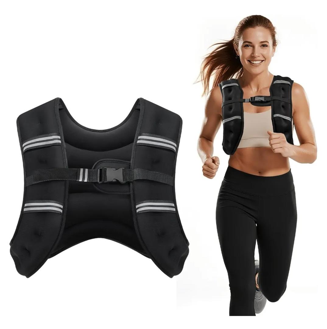 Weighted Vest, 8lb/12lb/16lb/20lb/25lb/30lb Weight Vest with Two Adjustment Straps for Men Women, Weight Vests with Reflective Stripe for Strength Training, Running, Jogging, Walking