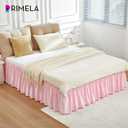 RIMELA Pink Bed Skirt Queen Size 18 Inch Drop, Wrap Around Elastic Bedskirt, Dust Ruffle for Adjustable Bed Base Machine Washable Easy to Install Bed Skirts