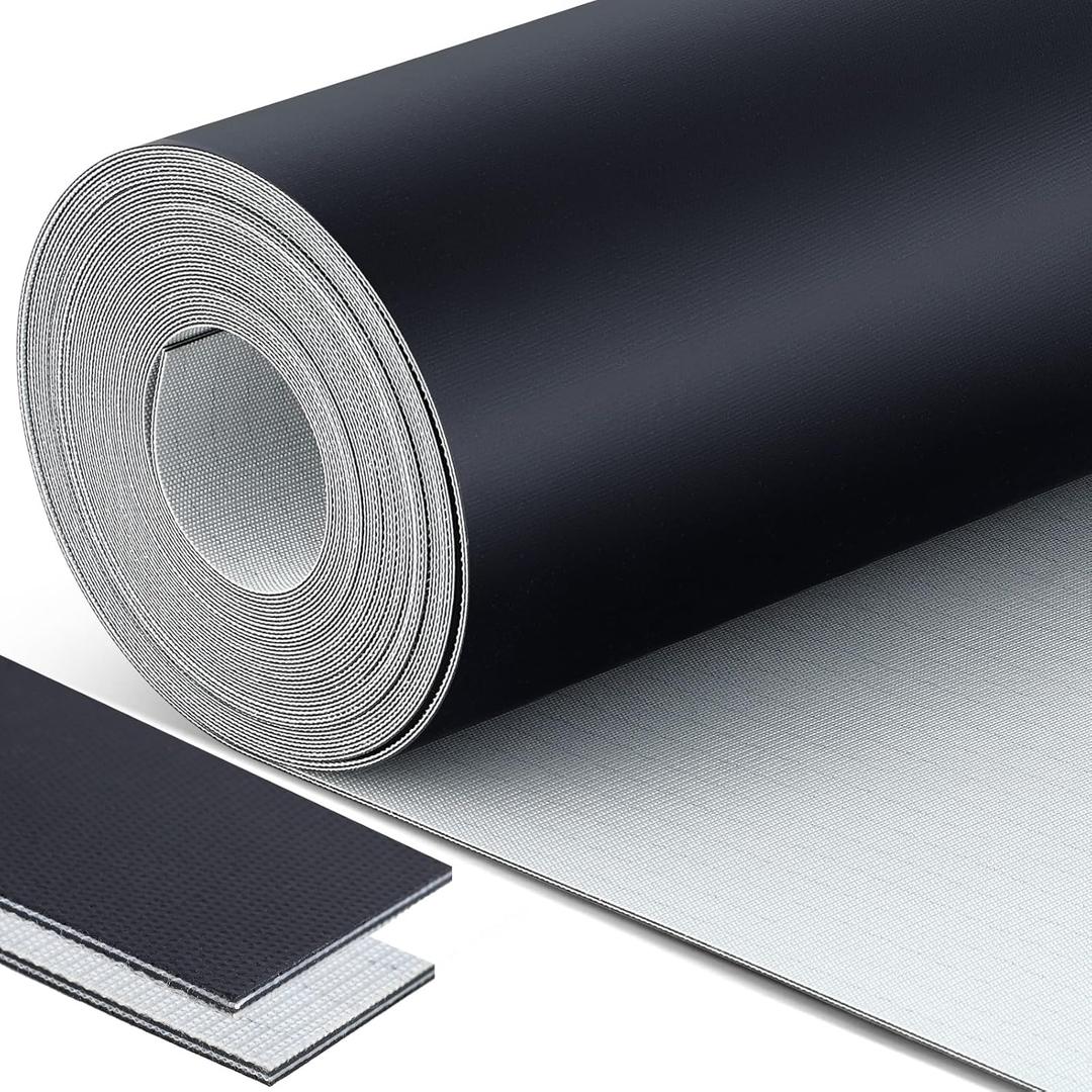 Lounsweer 12 Inch Wide Black Conveyor Belt Material PVC 120 Cover One Side Conveyor Belt Extra Long Fiber Fabric Bottom Layer Industrial Drive Polyester Repair Conveying Belts, 25 Foot Length