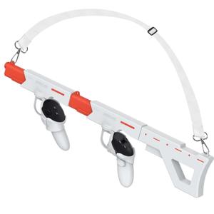 Upgraded VR Gun Stock for Meta Quest 3S/Quest 3, Magnetic VR Accessories for Oculus Quest 3, Controller Grips with Shoulder Straps for Enhance Control Feel, Realistic FPS Gaming Experience White