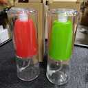 Vinegar and Oil Spray Bottle Mist Sprayer BBQ Cooking Tools Kitchen Tools and Accessories Refillable Oil Sprayer with glass Bottle (Cylinder, Green and Red)