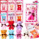 JOYIN 28 Pack Valentine's Day Mini Plush Animals Toys with Gift Cards, Mini Animals Keychains for Valentines Party Favor, School Exchange Prize and Valentine's Classroom Gift Exchange