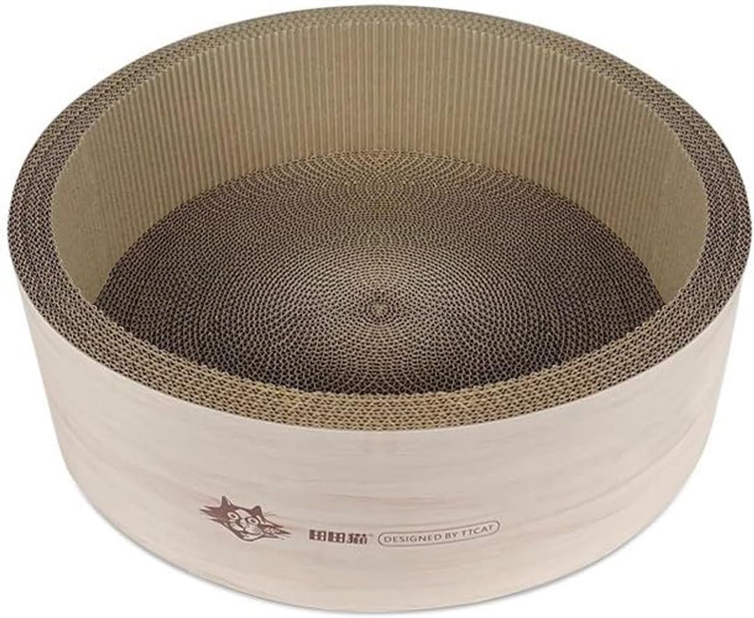 TTCAT Cardboard Cat Bed Cat Scratcher Bowls,Large Size (18.1x18.1x5.9in) Cat Scratch Pad Lounger for Indoor Cats.