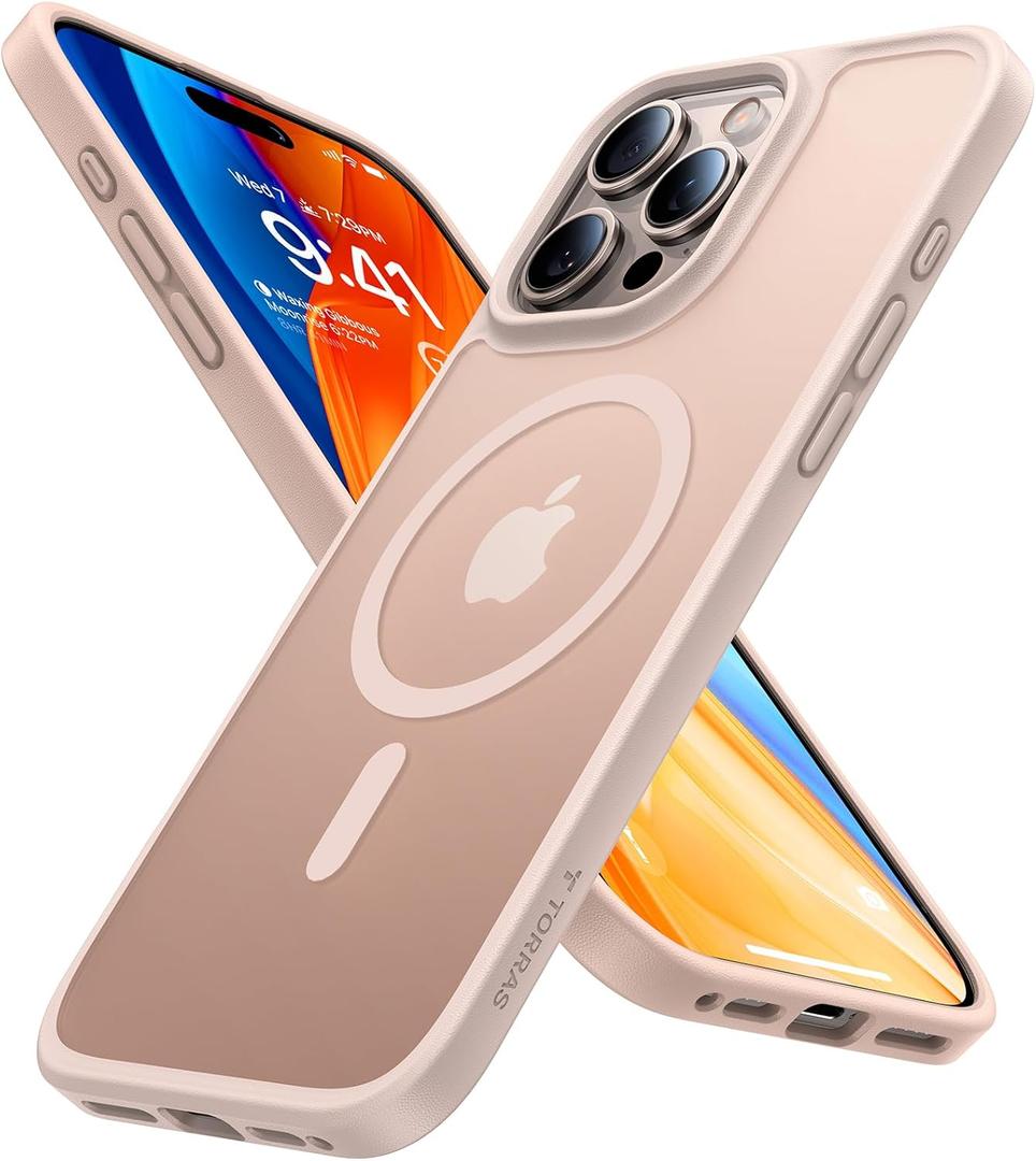 TORRAS Magnetic Shockproof for iPhone 16 Pro Max Case, [4X Military-Grade Protection] [Compatible with MagSafe] Translucent Case for iPhone 16 Pro Max Anti-Scratch Guardian 6.9", Gold