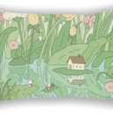 Kawaii Green Pillowcases Cute Pillow Case Japanese, Flowers and Plants Korean Home Decor Pillow Cases, Kawaii Anime Aesthetics Pillow Covers Decorative Pillowcase 20"x30" Inches