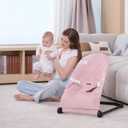 Baby Bouncer,Baby Bouncer Seat,Portable Infant Bouncer with 3-Point Safety Harness,Ergonomic Bouncy seat, Bouncer for Babies 0-6 Months up to 20lbs (Pink)