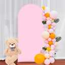 Albassa Arch Backdrop Cover 2-Sided Spandex Fitted Round Top Chiara Backdrop Frame Stand Cover for Baby Shower Birthday Party Wedding Decoration (Pink, 7.2FT)