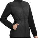 baleaf Women's Puffer Jackets Lightweight Winter Warm Stand Collar Water Resistant Golf Quilted Jacket 4 Pockets Black L