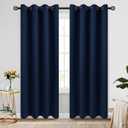 COSVIYA Grommet Blackout Room Darkening Navy Blue Curtains 90 inch Long, Thick Polyester Light Blocking Insulated Thermal Window Curtain Drapes for Bedroom/Living Room,2 Panels,52x90 inches