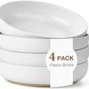 Gencywe 8.3" Pasta Bowls Set of 4, 34 oz Ceramic Salad Bowls, White Serving Plate, Wide and Shallow Bowl for for Fruits, Noodle, Dinner, Housewarming Wedding Christmas Dishwasher and Microwave Safe