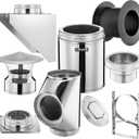 VEVOR Through The Wall Kit for 6-Inch Chimney Pipe, 304 Stainless Steel External Through Wall Chimney Kit with Cone-Top Rain Cap,Adjustable Mounting Bracket,Base Support for Outdoor Roof,Silver