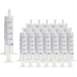 Plastic Syringe No Rubber Plunger Medicine Oral Syringes Without Needle Measuring Luer Slip Tip Syringe for Kids Children Liquids Refilling Scientific Labs(5 ml)