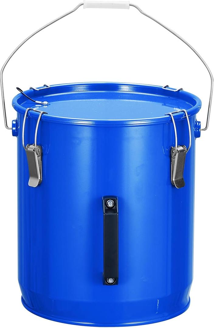 Fryer Grease Bucket, 6 Gal Carbon Steel Oil Disposal Caddy with Rust-Proof Coating,Grease Can with Lid & Lock Clips & Filter Bag,Transport Container for Hot Cooking Oil Filtering