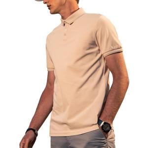 Men's Stripe Short Sleeve T-Shirt Mens Classic Casual Stripe Loose Shirts (L)