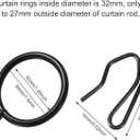 Hotop 30 Pcs Metal Drapery Curtain Rings 0.98/1.26/1.65 inch Interior Diameter and 30 Pcs Hanging Curtain Drapery Pin Hooks for Window Door Shower(Black,32 mm)