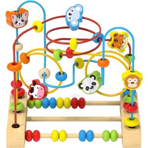 QZMTOY Bead Maze Toy for Toddlers Wooden Bead Toys Colorful Roller Coaster Preschool Educational Toys for Kids Classic Birthdday Gift for Toddlers Baby Infant Boys Girls