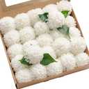 Ling's moment White Dahlia Foam Artificial Flowers Real Touch Faux Fake Flower for Home Decor Graduation Baby Shower Decorations Outdoors Party Favors Wedding Gifts Centerpieces Arrangements 25pcs