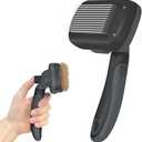 Dipoo Self-Cleaning Deshedding Brush for Dogs & Cats - Skin-Friendly Grooming Tool with Hair Brush for Long and Short Haired Pets, Grey