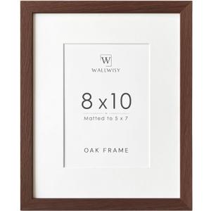 2 x 8x10 Picture Frame, Solid Oak Wood 8 x 10 Photo Frame with Mat to 5x7(Openning Size is 4.5x6.5), 10x8 Picture Frames for Wall and Tabletop Display, Natural Oak 8x10 Frame, (Walnut Set of 1)