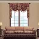 Loom and Mill Luxury Waterfall Valances for Living Room, Classic Jacquard Thick Swag Curtains Valance with Tassels for Bedroom Windows Party Banquet Christmas Decor (Wine Red, W59 Inch, 1 Panel) (59"W x 45"L (Pack of 1))