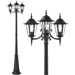 Outdoor Post Light 83", 3-Head Black Lamp Post Light Fixture, Waterproof Outside Pole Lamp Post Lantern, Pole Lights Outdoor, Lamppost Street Light for Yard Patio Driveway, E26, 3X60W