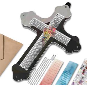 Lighted LED Neon Cross Sign for Wall Decor - Inspirational Christian Gift for Christmas, New Year, Weddings & Baptisms, Perfect Cross Lights for Celebrations, Gifts, Bedroom, Home, Party & Bible Decor (Faith Blossom White Glow)