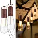 2 Pack Rechargeable Warm Tent Hanging Light Bulb,Portable Outdoor Vintage LED Camping Light,Pendant Hurricane Emergency Lighting Lantern for Hiking Backpacking Fishing Outage Power Failure