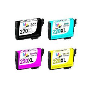 4 Pack New 220XL T220XL Ink for Epson WorkForce Black Color 220 T 220 XL Set