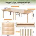 80"x30" Portable Boho Wooden Low Folding Picnic Table for Indoor Outdoor, Vertical Stripe 80*30inch